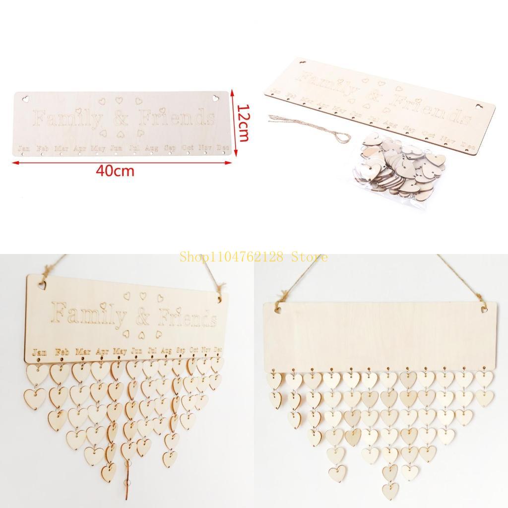 Smart Home Decor - Calendrier en bois Rappel d'anniversaire Plaque