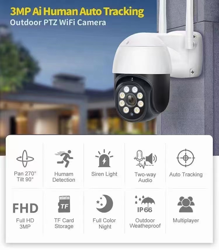 Smart Home Windows App - 3MP 1296P Carecam APP couleur sans