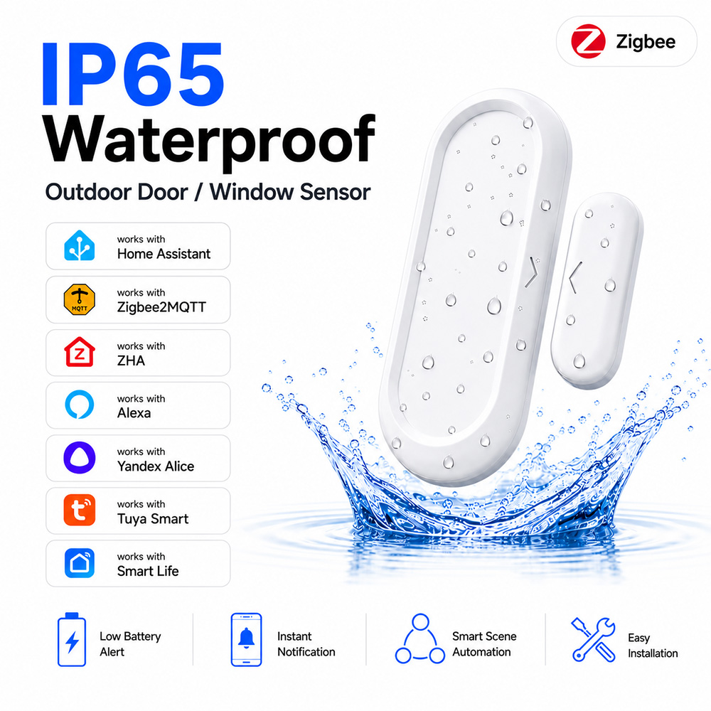 Smart Home Zigbee 3.0 - Capteur de porte/fenêtre étanche IP65 Zigbee