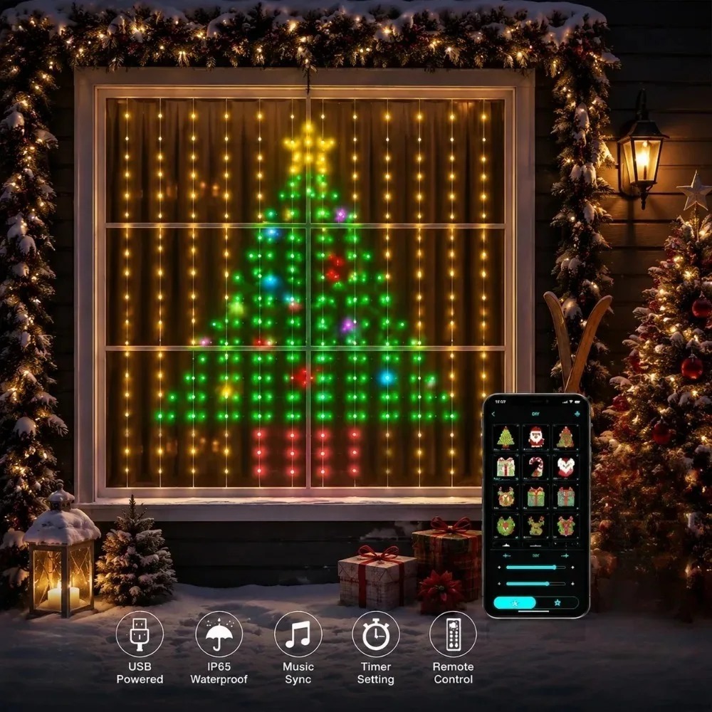Smart Home Decor - Rideaux lumineux à pixels LED, contrôle