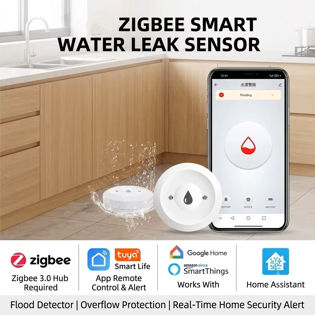 Smart Home Zigbee 3.0 - Détecteur de fuite d'eau intelligent ZigBee