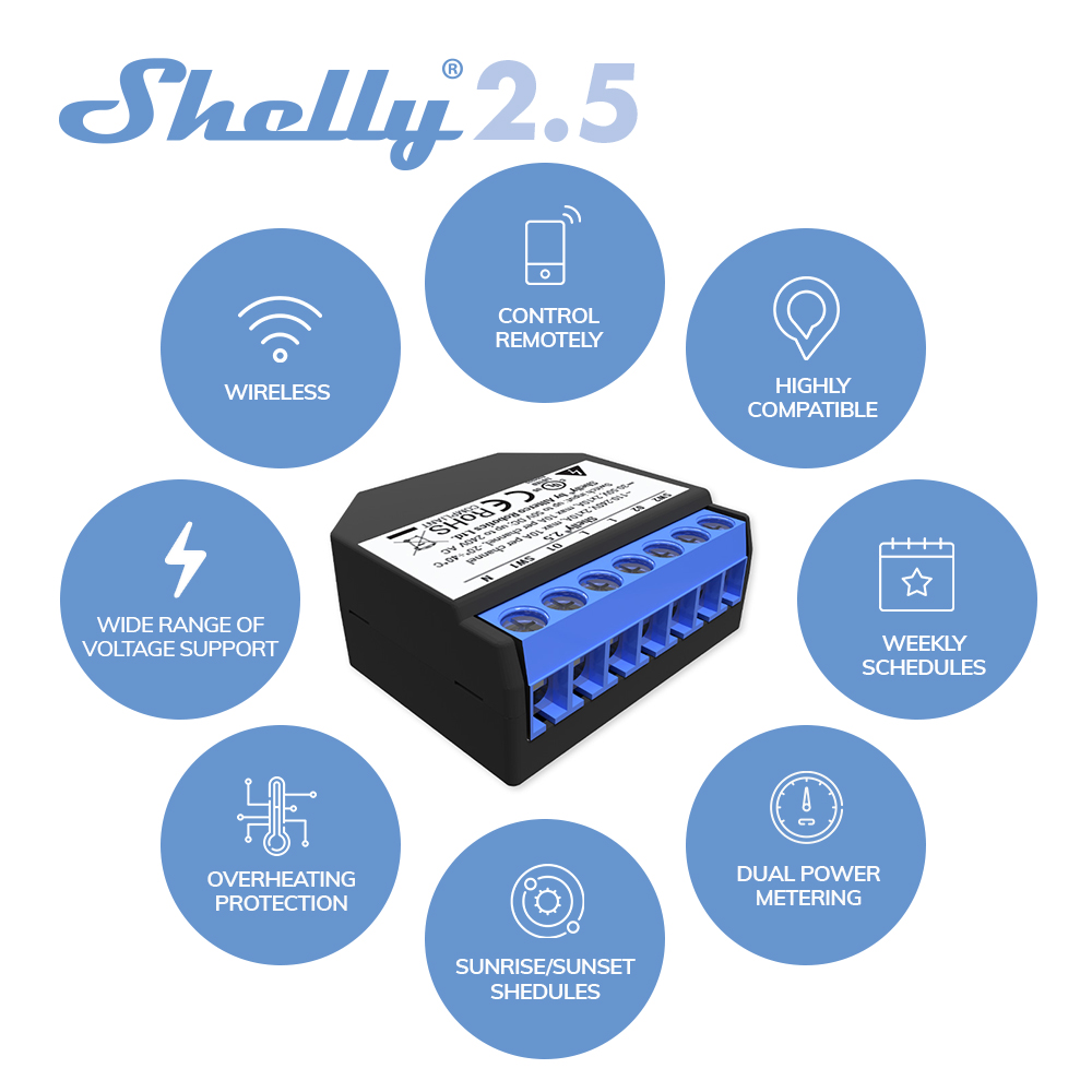 Shelly 2.5 maison intelligente - Smart Home Open Source avis et prix
